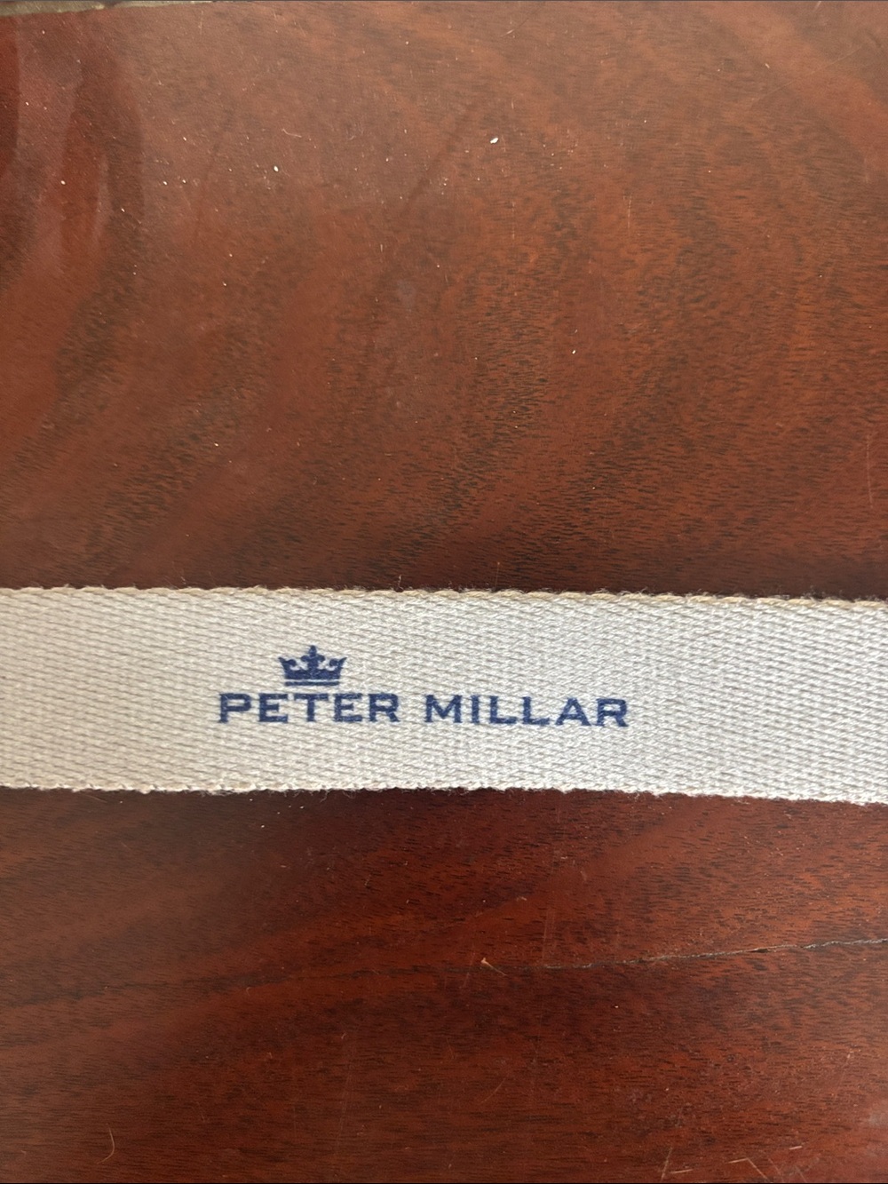 Peter Millar White Webbed Belt with Blue Logo - Picture 2 of 2